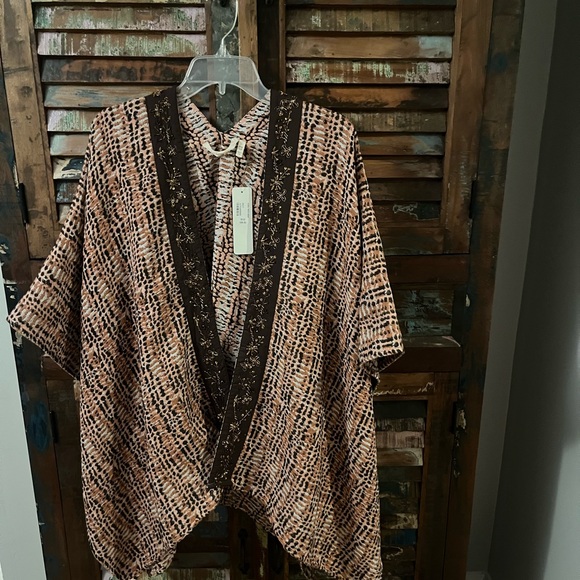NWT Soft Surrounding kimono Capelet coat sweater embellished beaded tweed - Picture 2 of 4